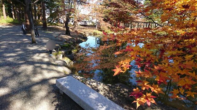 上杉神社（松が岬公園）の参道の池