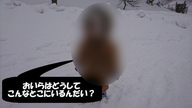少年自然の家でチューブすべり-吹雪にかたまる次男の様子[2]