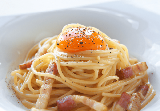 たまごの国いではこっこ-ランチメニュー-２種のたまごのカルボナーラ