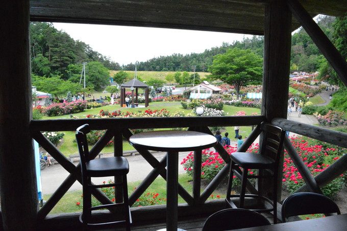 東沢バラ公園-バラ交流館２Ｆのテラス席