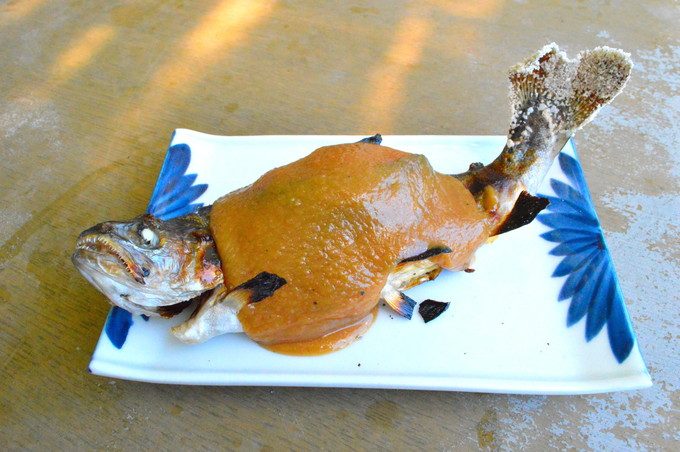 蔵王猿倉-つり堀9-ニジマスのみそ田楽