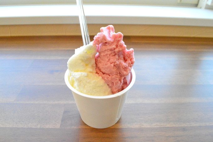 ジェラテリア-アガーレ-ジェラート-ミルクとラズベリー