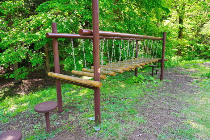 西蔵王公園-森の遊び場-遊具-丸太わたり