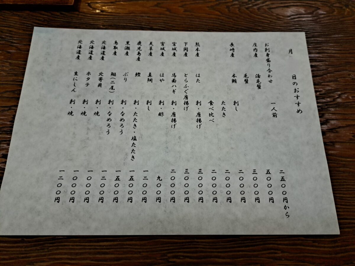 ばんだい-料理メニュー①