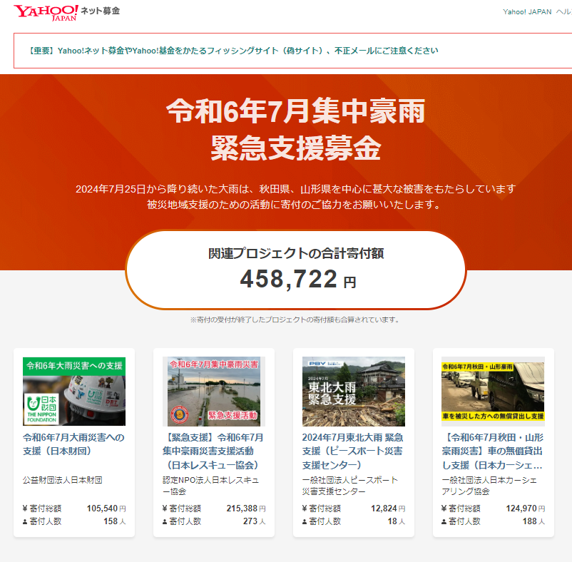 yahooネット募金