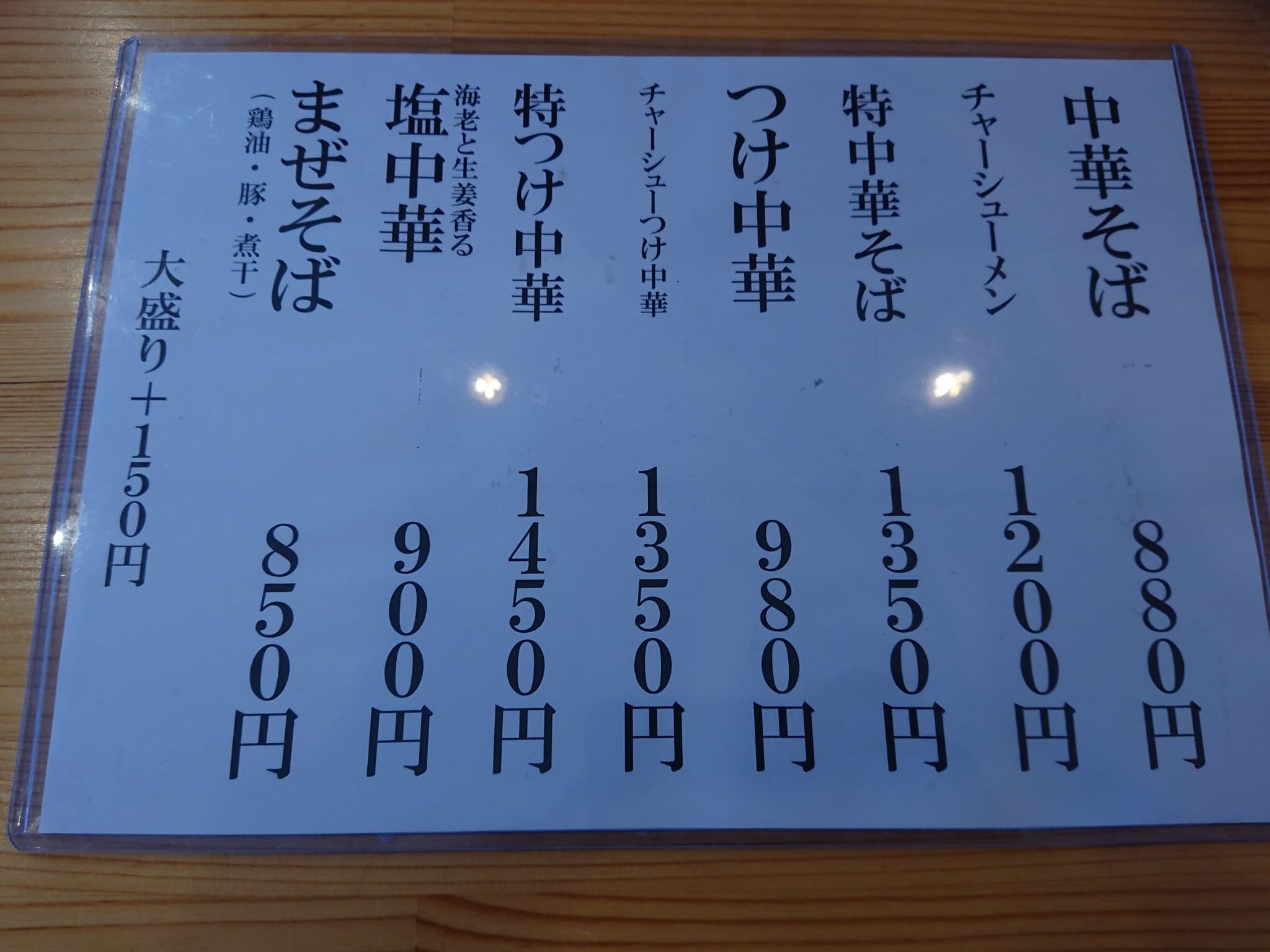 中華そば ヨッチャン メニュー表 (2)