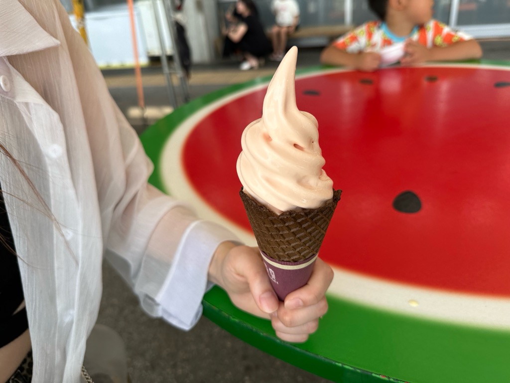 【山形スイーツレポ】道の駅 尾花沢 花笠の里ねまる（尾花沢市）｜スイカソフトクリームにスイカパン！？