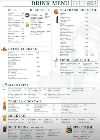 tacos y margaritaーメニュー１