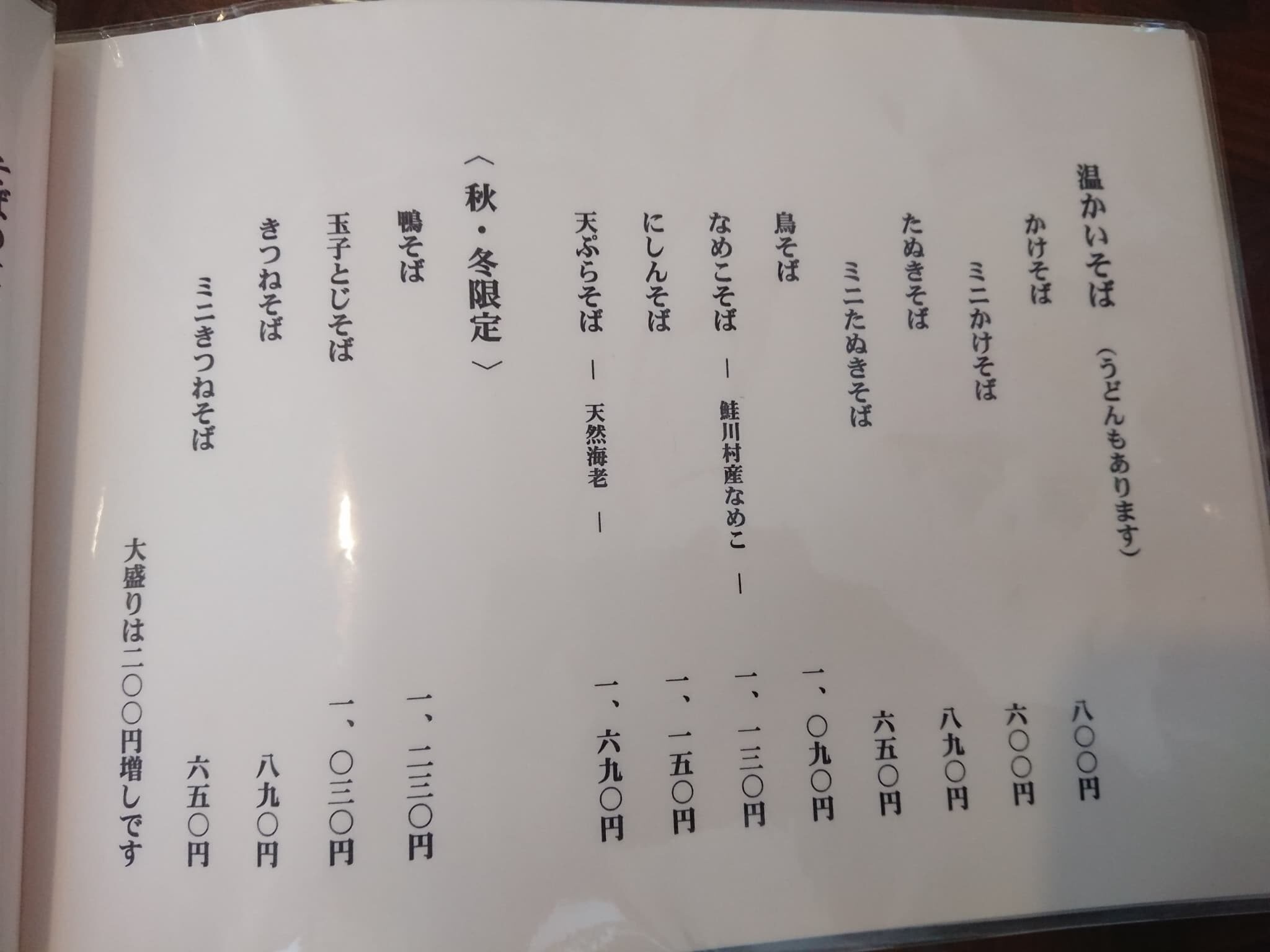 手打ちそば 港屋 メニュー表 (5)