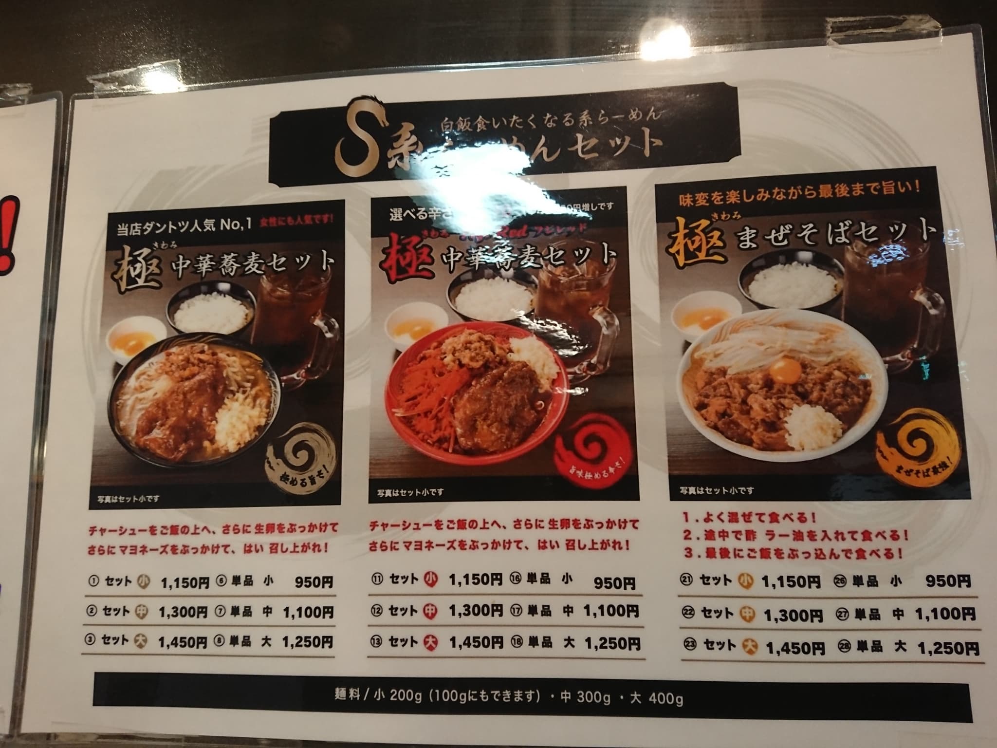 極中華蕎麦ひろた 山形七日町店 メニュー表