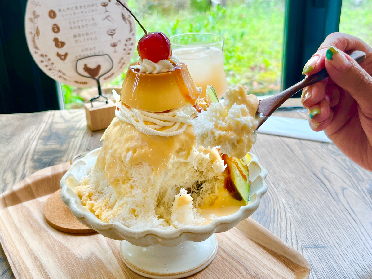 プリンアラモード氷のアップ